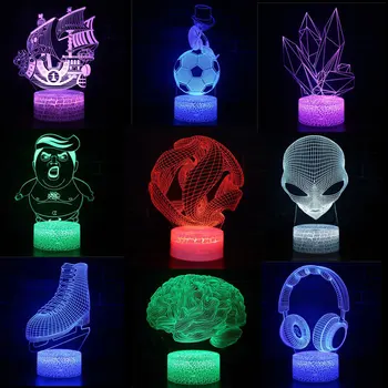 3D LED Night Lights apstraktne krug spirale Ba 7 boja promjena baterija atmosfera lampe za uređenje doma iluzija poklon
