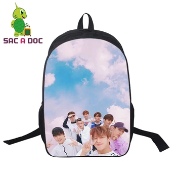 ATEEZ tiskani 16 inčni tinejdžerske naprtnjače Kpop Group Fans školska torba Daypack vodootporan najlon Mochila Feminina školski ruksak za laptop