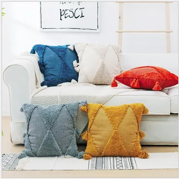 Žuta bež crvena siva plava resicama sjedalo 45х45см vez jastučnicu home dekor kauč na jastučnicu jastuk Sham