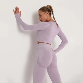 NORMOV Fitness Women Tops jesen O neck, dugi rukav elastan kratke tees čvrste treninga prozračne majice Feminina