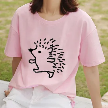 2020 godišnja ženska t-shirt plus veličine S-3XL grafički t-komada kratkih rukava ženske majice slatka jež print majica boem vrt odijevanje