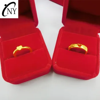 Moda žuto zlato 14K boja prstena za žene par prstenova ljubav Srce prsten muškarci izjava nakit mijenjati dimenzije prst prstenje nakit