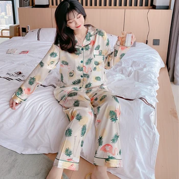 Rukav Pidžame Pidžama V-Neck, Pidžama Duge Tanke HomewearPyjama MujerAutumn Zimske Pidžame Setovi Za Žene