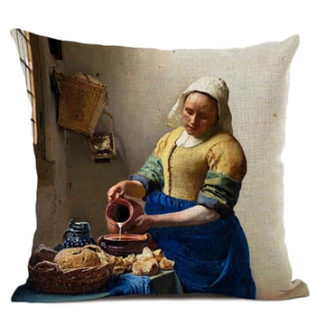 Umjetnička ukras jastučnicu Biser djevojka jastuk 45*45cm obiteljsko umjetničko ukras lanena jastuk moda posteljinu 50x70cm 70x70cm