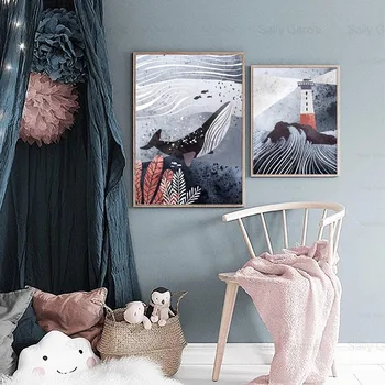 Sažetak Pomorski Plakat Kit Дрейфующая Boca Umjetnost Platnu Slikarstvo Desktop Nordic Obrtni Print Picture Home Decoration Bedroom