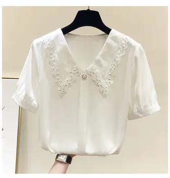 Korejski шифоновая košulja žene s kratkim rukavima 2020 ljeto novi slobodan kućicu za ovratnik slatki mali košulja