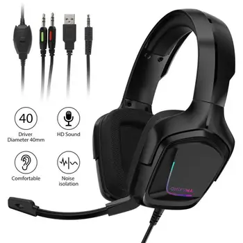 Gaming slušalice RGB Surround Sound Mic USB slušalice 3,5 mm za Xbox PS4 laptop regulator glasnoće slušalice