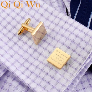 Personalizirane zlatne manžete za kostim Muške košulje svadbeni nakit luksuzni zlatni prilagođene graviranje manžete gumbe dar oca ergele