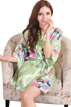 Zeleni kineski ženski Svila područje mini haljina seksi kimono Банное haljina intimno rublje пижама plus veličina S M L XL XXL XXXL ZS024