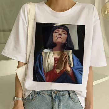 Pulp Fiction Film Funny Print T-Shirt Women Mia Harajuku Ulzzang Summer T-shirt Fashion Virgin Mary Mia Tshirt Top Tees Female