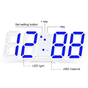 3D LED digitalni sat ponavljanje spavaća soba stol alarm zidni sat kalendar termometar za kućanstvo ukras Spavaća soba Dnevni boravak