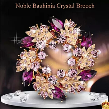 Visoke kvalitete plemenita Bauhinia gorski kristal broš pin, CC Crystal broš za žene povlačenje muškarci broševi šal buckle Броч