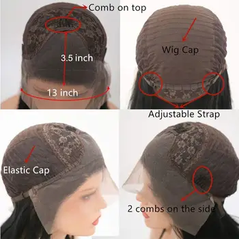 RONGDUOYI Ombre smeđa sintetičkih perika fronta čipke boje vlakana kose pruća okvir kose, perika za žene srednji dio srednji čipka perika