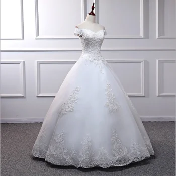 Jednostavno velikodušan vjenčanicu s otvorenim ramenima cvjetne čipke oblog kratkih rukava блестка neto A-silueta čipke vjenčanica loptu haljina
