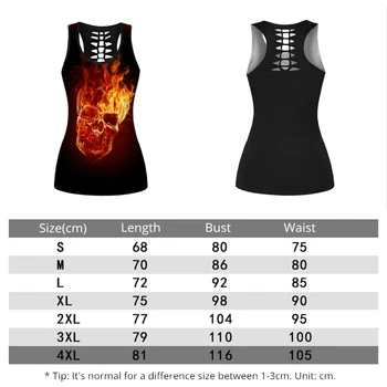 Ljeto ženska sportska majica vatru lubanju 3D ispis joga prsluk Quick Dry teretana je otvorena fitness vrhovima djevojka plus size rukava majice