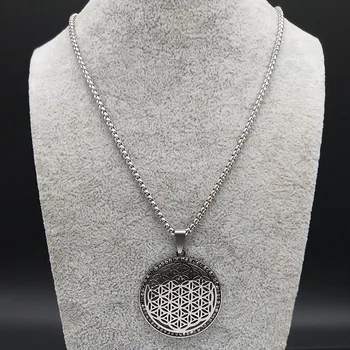 Cvijet života Crystal ogrlica od nehrđajućeg čelika žene srebrnu boju ogrlice, privjesci nakit Božićni poklon gargantilla N67S03