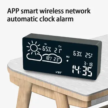 Led digitalni sat za alarm radio s temperaturom i vlagom sat aplikaciju WIFI svjetsko vrijeme, prognoza vremena temperatura hygrometer