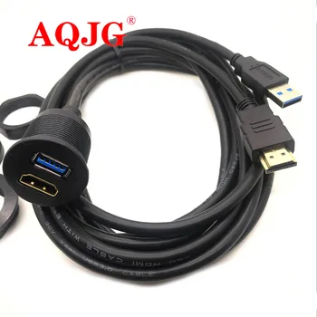 USB 3.0 & HDMI to HDMI + USB3.0 AUX Extension Dash vodootporni Panel za automobil kabel za skrivenu ugradnju za vozila, plovila i moto - 3 noge