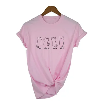 New Lovely Four Mačka Letter Print T-Shirt Women O Vrat Short Sleeve Summer T-Shirt Tops Fashion Tumblr Graphic T Shirts Clothes