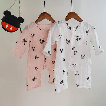 Disney Newborn Baby Tijelo Kombinezon Pamuk Minnie Mickey Mouse Beba Spava Пижама Jesen Djevojčice Dječaci Crtani Odjeća Za Mališane