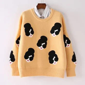 Jesen džemper free ženski pulover slobodan novi vezeni pletene top moda stare slobodne Harajuku slatka odjeća