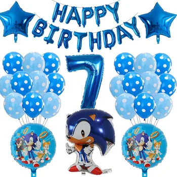 39 kom./lot Sega Sonic The Jež Balloons Super Hero 30inch Number Folija Balon Boy Girl Happy Brithday Party Balloons Decor