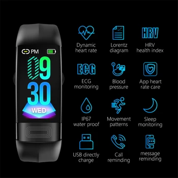 P11 EKG+POENA Smart Band krvni tlak HR monitor Smartband fitness tracker sat pedometar pametna narukvica za IOS, Android telefon