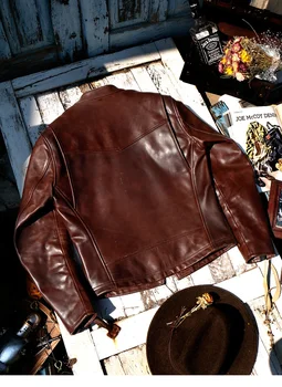 Il!Besplatna dostava.Pro motor biker kožna jakna. 1.6 mm luksuzno smeđe масляное voštana kaput od конской kože,super kvalitetna jakna od prave kože.