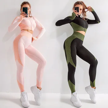 INSPK Women Girl Joga Clothes Set 3 boje sportski kaput +grudnjaka+tajice Spirng jesen вязаная Trojka fitness 2020 novi stil