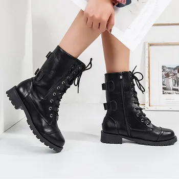 2020 Ženske cipele Ženske čizme vojne ženske rimski kaubojske čizme na platformi pola munje čizme do sredine kavijara snijeg