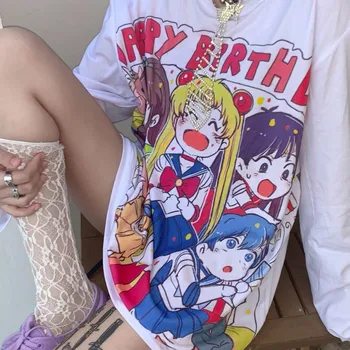 Majice s dugim rukavima majice Harajuku japanski crtani ispis student djevojke besplatne majice ženske čvrsta dna pulover