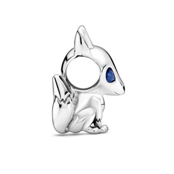 Jesen 925 sterling srebra cartoons plavooki Lisica ovjes PendantFits originalne narukvice ogrlice što modni DIY nakit