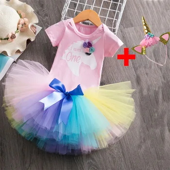 Baby Girls first Birthday Dresses Holy Unicorn Elegant Little Princess Odjeca Infant Vestidos 3Pcs Bebes Dress to 1 Year Baby