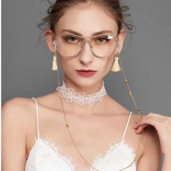 HBK luksuzni sunčane naočale s lancem žene brand dizajner dame gorski kristal sunčane naočale premaz transparentan slr leće, naočale ženske