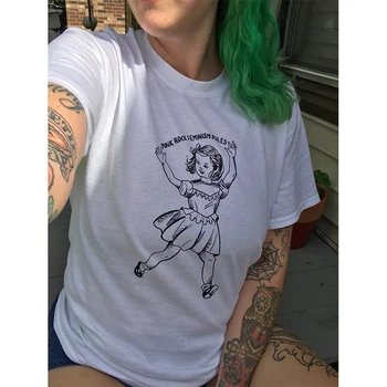 Punk-rock feminizam uglavnom slatka djevojka ispis stare ženske bijeli pamuk grafički majicu kratkih rukava slobodan grunge boem 80-ih i 90-ih godina majica