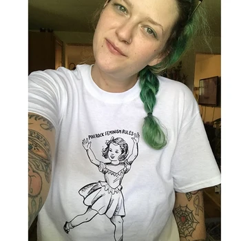 Punk-rock feminizam uglavnom slatka djevojka ispis stare ženske bijeli pamuk grafički majicu kratkih rukava slobodan grunge boem 80-ih i 90-ih godina majica