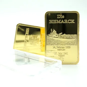 Njemački Die bojni brod Bismarck zlatne poluge, bar/kovanice 1 unca Njemačka Mornarica Deutsche Marine zlatna poluga suvenir novčić pozlata