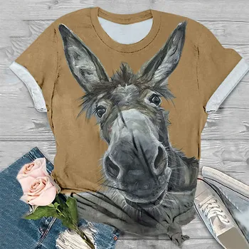 2020 Summer Donkey Bird Print Tshirt Plus Size Žene T-shirts Short Sleeve 3D Animal Print O-izrez Tops Tee T-Shirt Mujer Poleras