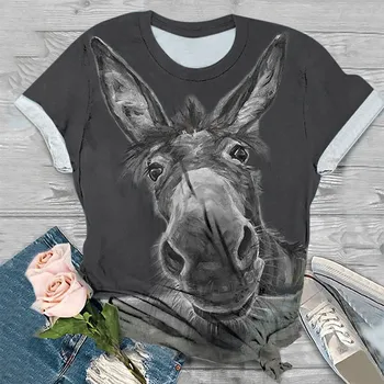 2020 Summer Donkey Bird Print Tshirt Plus Size Žene T-shirts Short Sleeve 3D Animal Print O-izrez Tops Tee T-Shirt Mujer Poleras