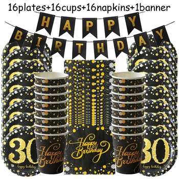 49pcs 30th 40th 50th 60th Birthday Party Supplies proizvodnja tanjur šalica banner jednokratni pribor set za odrasle 30 Birthday Party decor
