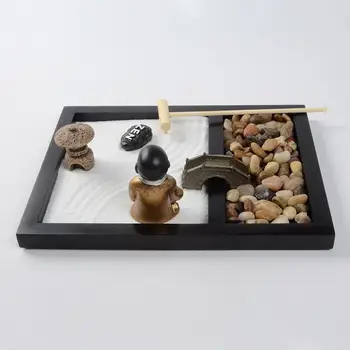 Mali Redovnik Dvorište Zen Vrt Skup Skulpture I Minijature Pribor I Alati Za Mini-Tower Kamen Pijesak Šljunak Grablje Diy Vlastiti Vrt