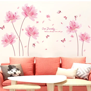 [shijuekongjian] ružičaste boje cvijeće naljepnice za zid DIY djevojka dancer naljepnice za zid za djecu Spavaća soba Dnevni boravak uređenje doma
