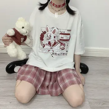 žene ljeto tee vrhovima Gothic Kawai shirt ženska košulja odjeća odjeća top e-Girl Harajuku stil crtani slatka print majica