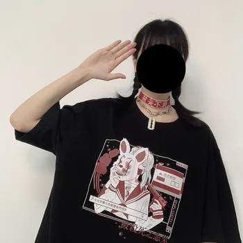žene ljeto tee vrhovima Gothic Kawai shirt ženska košulja odjeća odjeća top e-Girl Harajuku stil crtani slatka print majica