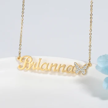 Nehrđajući čelik leptir ogrlica prilagođene ogrlice personalizirane ime ogrlice nakit identitet pismo naziv za žene majke