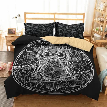 Dunja skup Sova Totem tiskano domaće tekstilne crna posteljina spavaća soba odjeća deka s наволочкой za odrasle