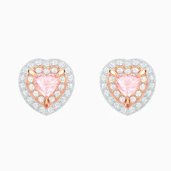 Moda SWA jedan Novi piercing naušnice rose gold svijetlo roza srce Pattern Crystal žene elegantan luksuzni nakit romantika poklon