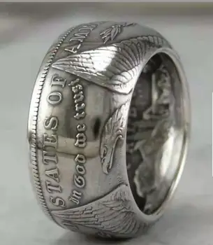90% srebro Morgan Silver Dollar Coin prsten 'eagle' Customized datuma ručni rad u veličinama od 8-16