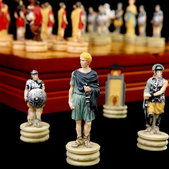 Šahovski set igra šah tema Grčke Rimski rat šahovski kompleti smole šah komada drveni igra šah skup luksuzni tematske šah
