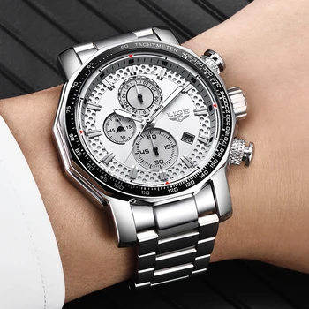 2020 LIGE moda muški sat od nehrđajućeg čelika top brand luksuzni Sportski kronograf kvarcni satovi muški Bijeli sat Relogio Masculino